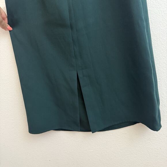 Club Monaco Ralph Lauren Midi Dress Size 0 Forest Green Open Cold Off Shoulder - Picture 9 of 14
